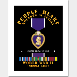 Purple Heart - WIA w WWII SVC w Purple Heart - Middle East Posters and Art